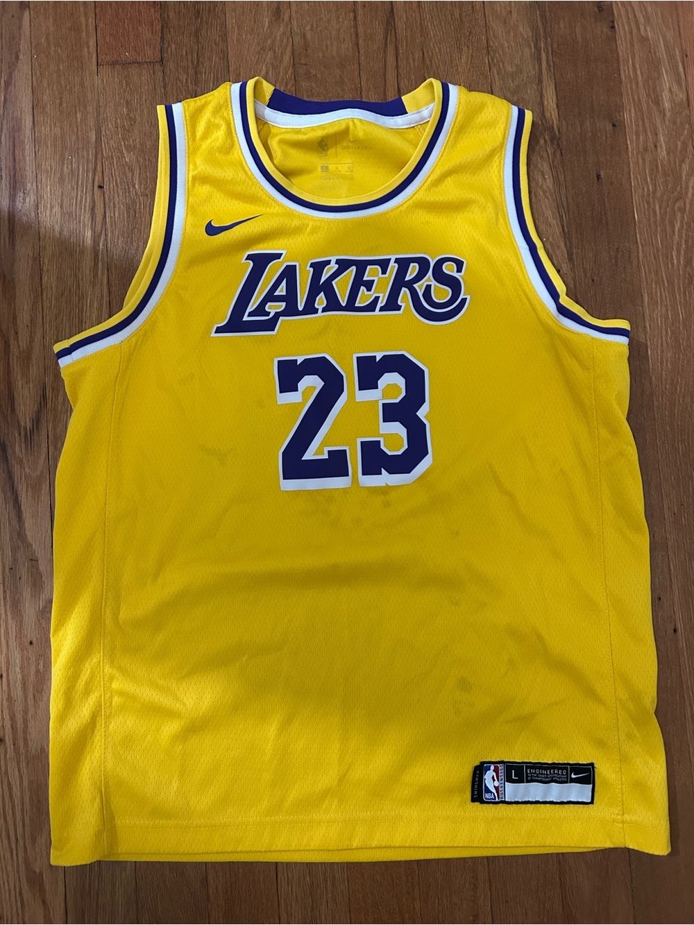 Nike Yellow LeBron James Los Angeles Lakers #23 Jersey with Purple Accents